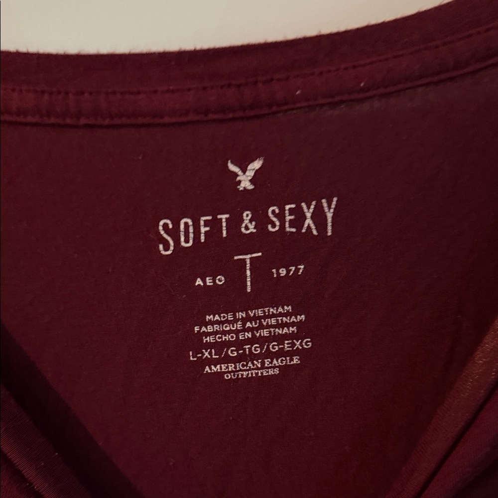American Eagle Soft and Sexy Burgundy Women's Flowy Oversized Top L XL - Picture 2 of 5